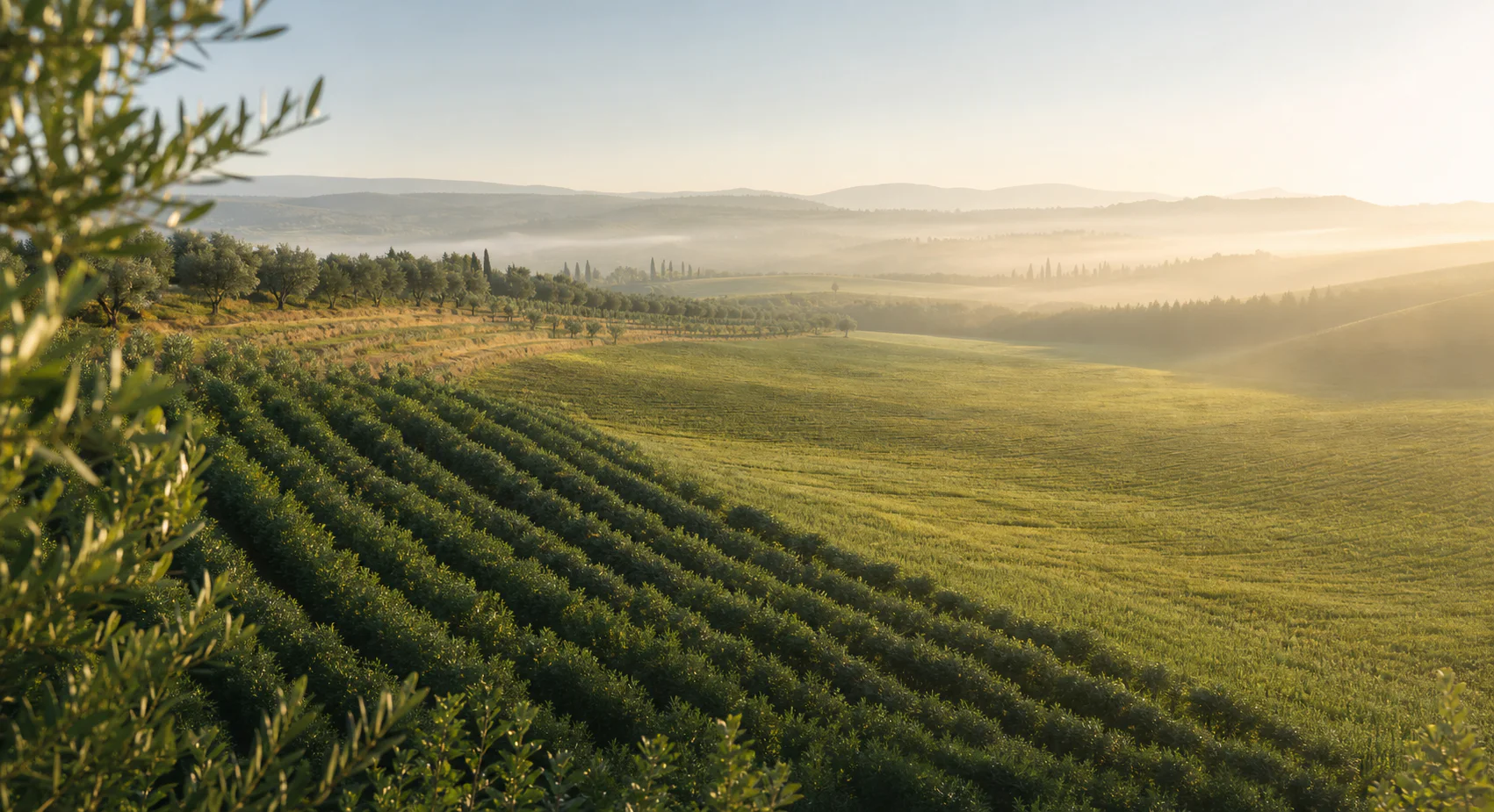 Mediterranean farmland in the morning